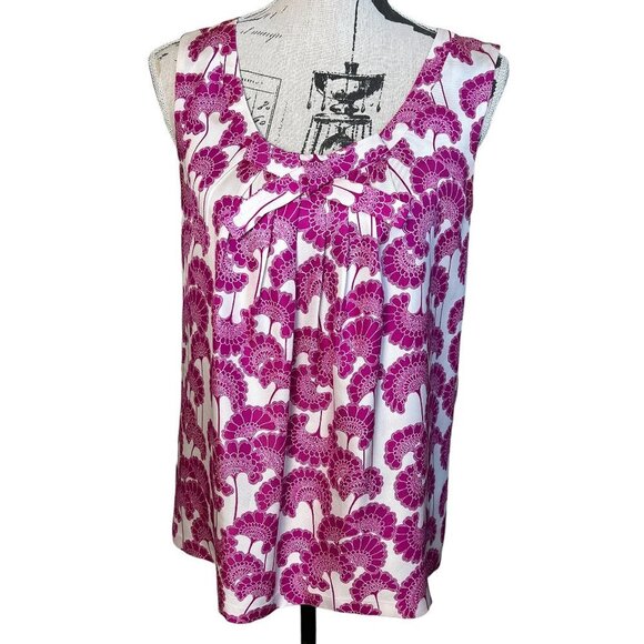 kate spade Tops - Kate Spade 100% Silk Tank Top Pink Floral Size 4 Florence Broadhurst Bow Blouse